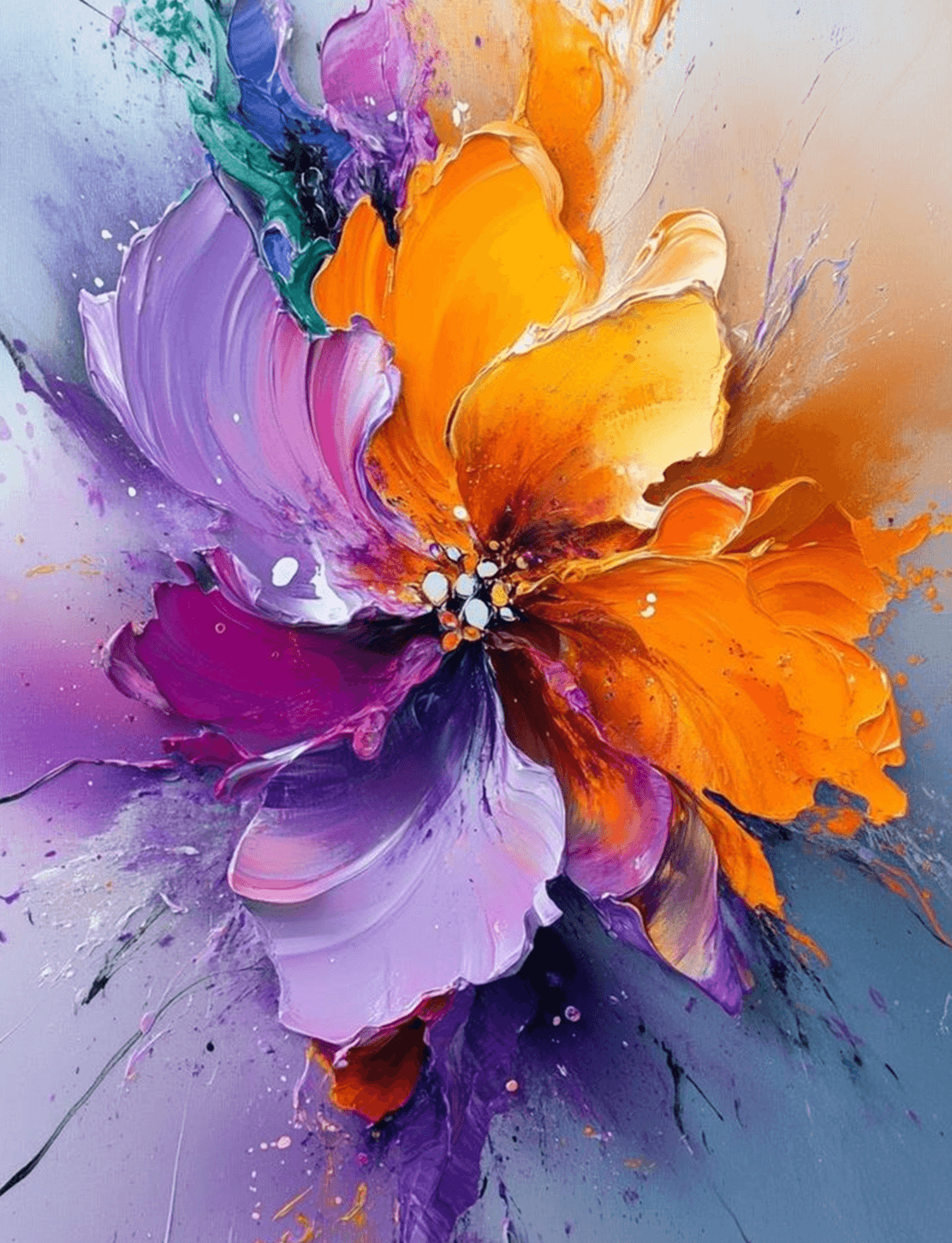 Purple Orange Bloom Canvas