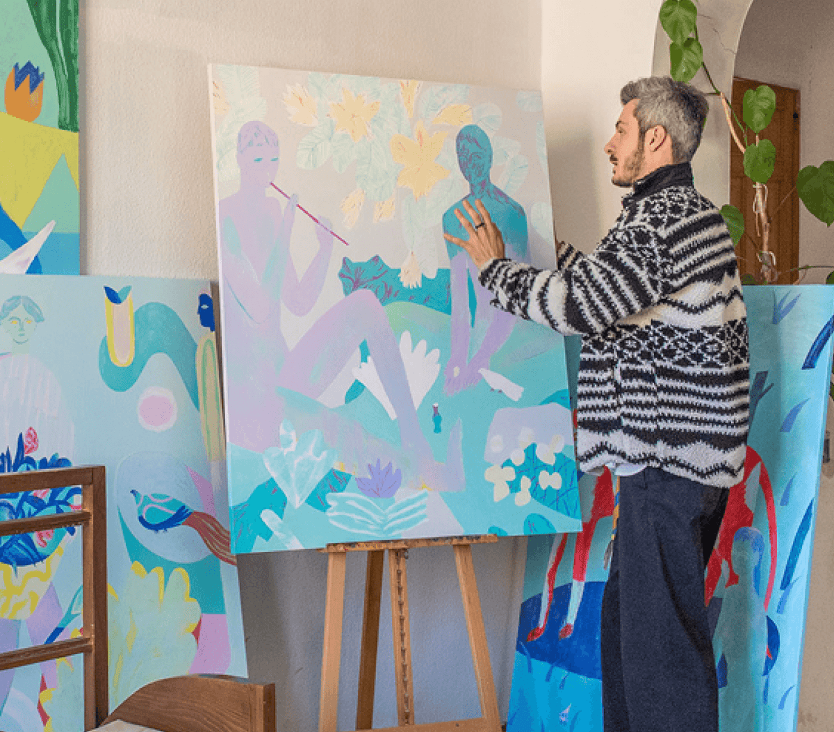 INSIDE THE ARTIST STUDIO WHERE COLORFUL FIGURATIVE PAINTINGS COME ALIVE