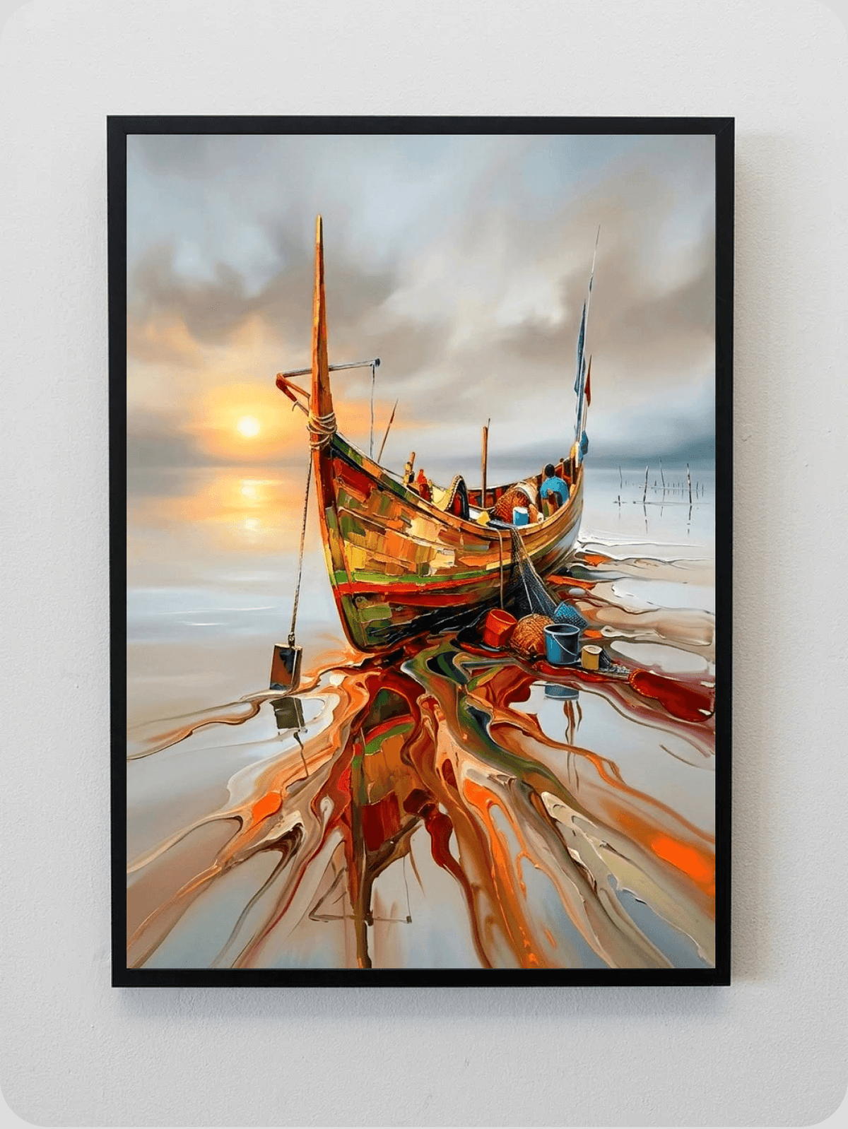 Sunset Fishing Boat Canvas