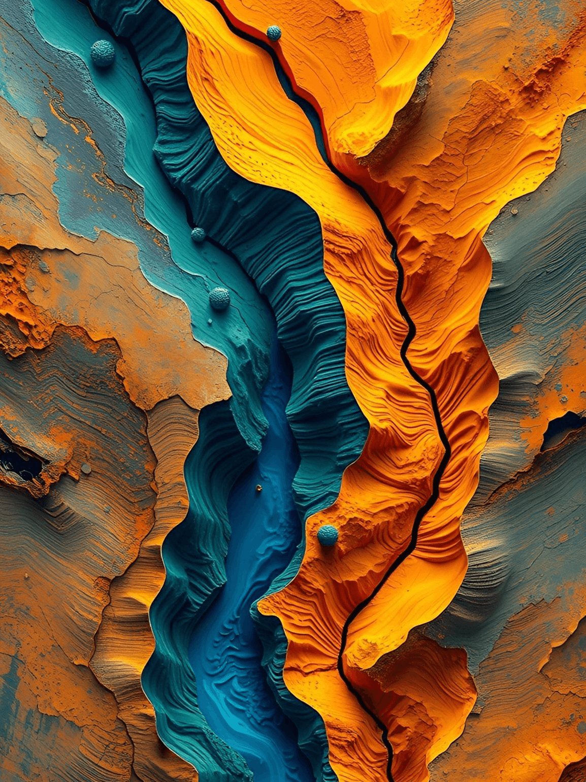 Orange Teal Canyon Relief